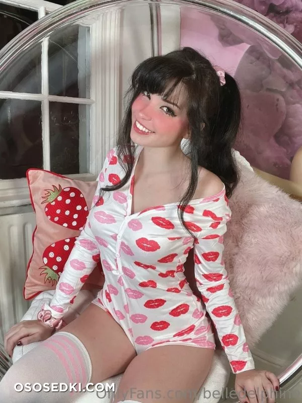 Belle Delphine. White Bodysuit with Lips. Paradise - 3