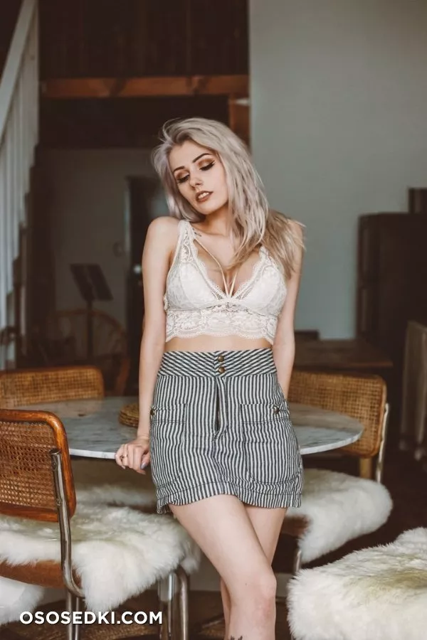 Rolyatistaylor. White Brassiere. Striped Skirt - 4