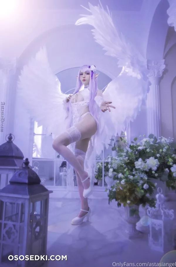 Astasia Dream. Emilia. Re Zero. White Lingerie. Wings - 4