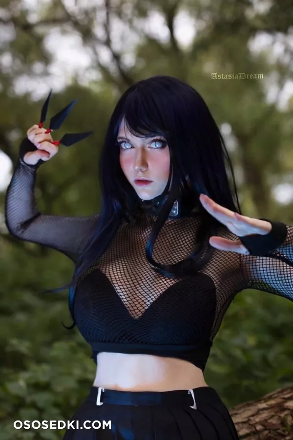 Astasia Dream. Hinata Hyuga. Naruto. Black Lingerie. Outdoors - 2