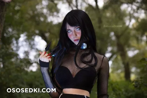 Astasia Dream. Hinata Hyuga. Naruto. Black Lingerie. Outdoors - 3